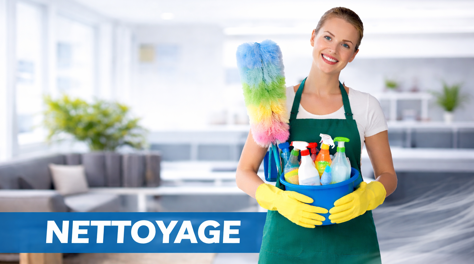 Agent de nettoyage professionnel dans un salon moderne à Casablanca